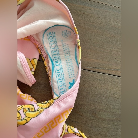 Versace chain pinstripe one-piece swimsuit pink gold NWT - Picture 8 of 8